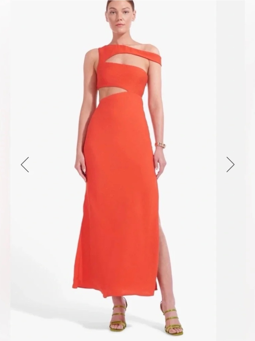 staud prismatic dress in papaya